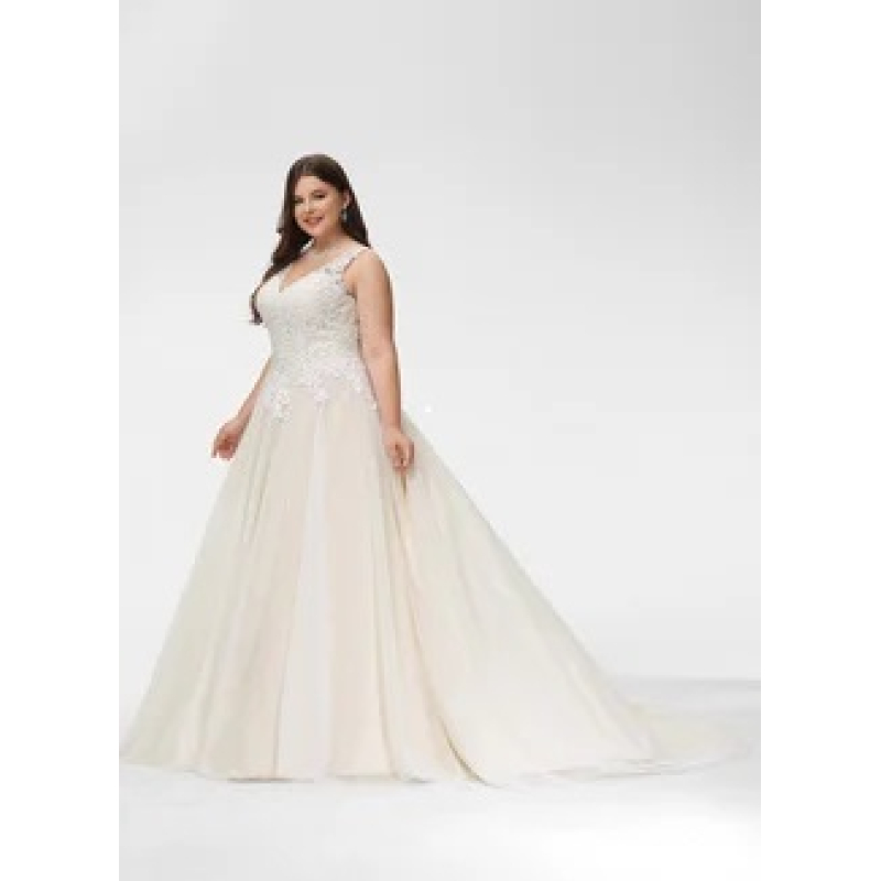  Vrouwelijke bruidsjurk met klassieke silhouet. Maat 46/48/50