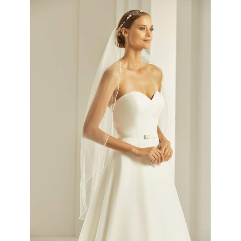 Sluier met een rand van glaspareltjes 110 cm