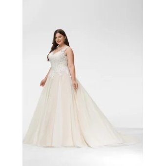  Vrouwelijke bruidsjurk met klassieke silhouet. Maat 46/48/50